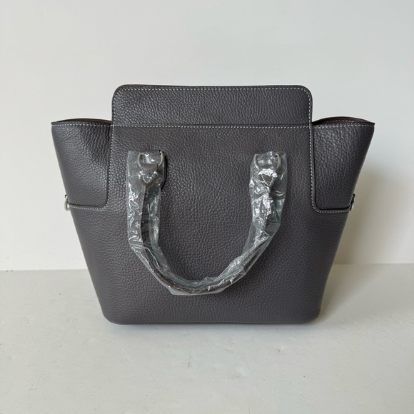 LEATHER INSIDE & OUT | Dark Gray Toolbox Bag Convertible Shoulder Top Handle T14 - Picture 5 of 14